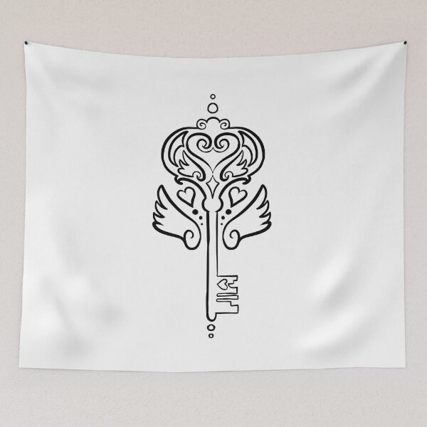 Item preview, Badge Design Key to your Heart art noveau skeleton key tattoo design decorations designed and sold by cu-b3.