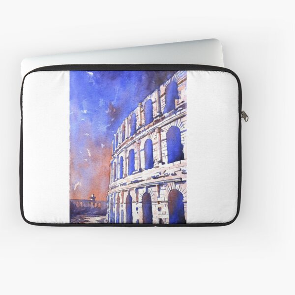 Roman Coliseum-Tunisia. Watercolor painting Laptop Sleeve