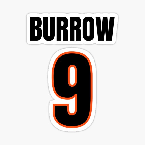 Joe Burrow 9 - Cincinnati Bengals Jersey Sticker for Sale by sgkrishna