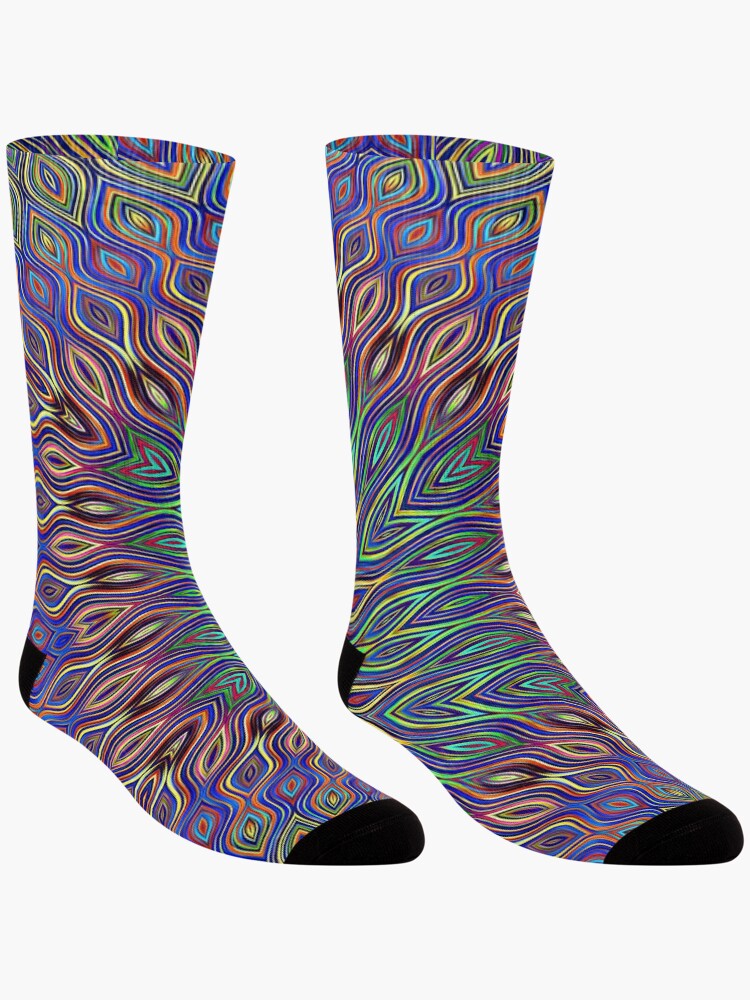 Thumbnail 3 of 5, Socks, psychedelic flower designed and sold by chambergambit.