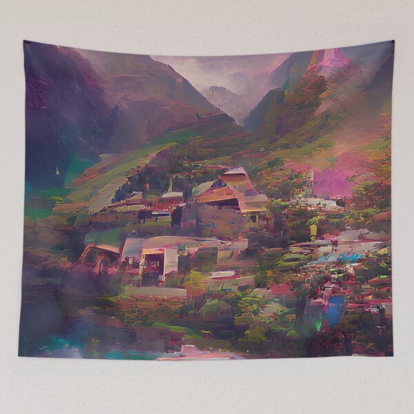 Item preview, Hidden Village in Mountain designed and sold by Arkneer.