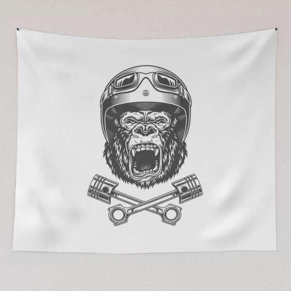 Item preview, ferocious gorilla head in motorcycle designed and sold by Douaa_Print.