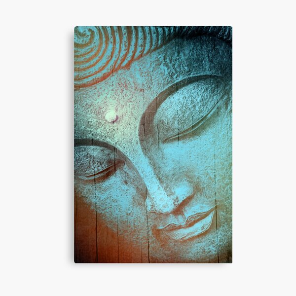 Split 4 Piece Large Teal and Grey Silver Canvas Art Prints of Buddha 4327 