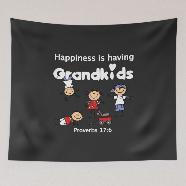 Item preview, Christian Design - Happiness is having Grandkids - Proverbs 17 verse 6 designed and sold by simplydesignart.