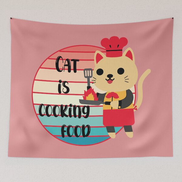 Item preview, Cat is Cooking Food - Funny cat cooking food - Cat lover - Cat cooking - Vintage  - cat love designed and sold by designerpriti.