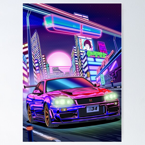 Toyota Supra MK4 JDM Anime Style Posters Illustration Prints Wall Art Kids  Boys Room Decor Children Home Art Garage Decor Gifts for Him Men 