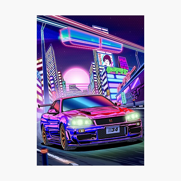Item preview, Nissan Skyline GT-R R34 Vaporwave designed and sold by JDM Guyvit.