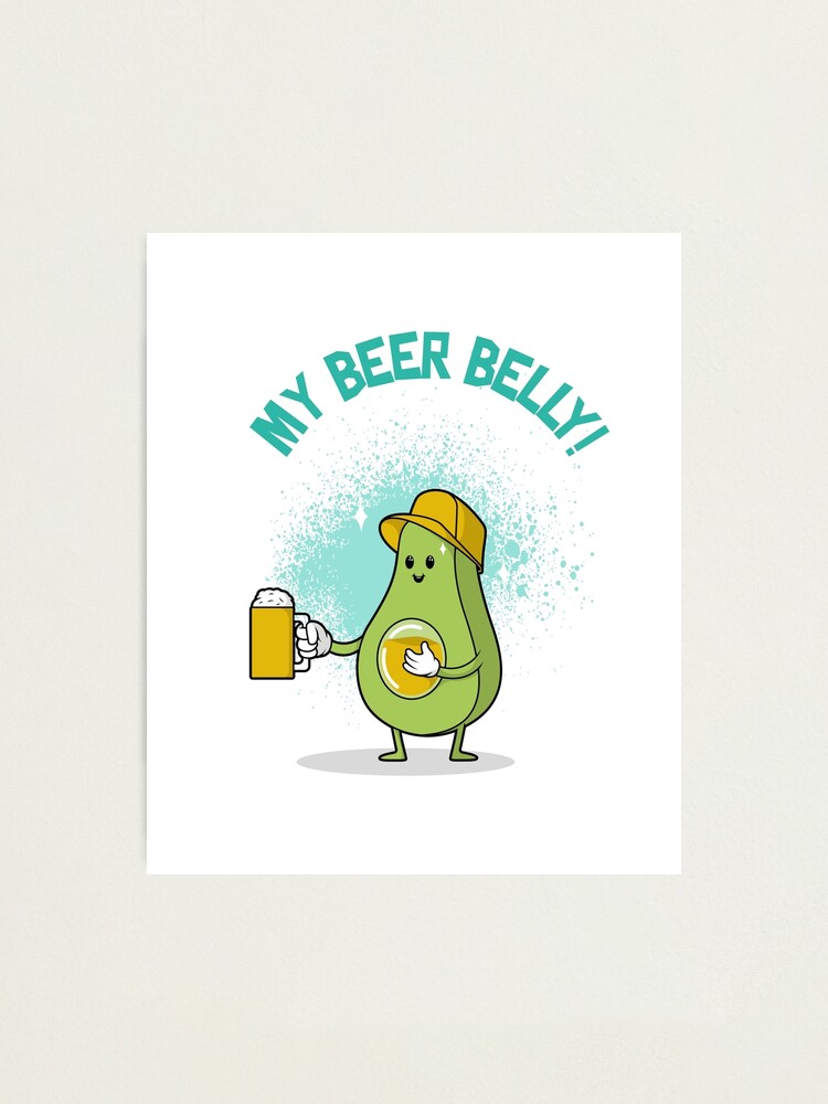 "My Beer Belly funny food illustration streetwear" Photographic Print