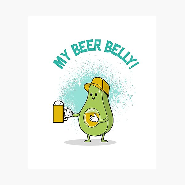 "My Beer Belly funny food illustration streetwear" Photographic Print