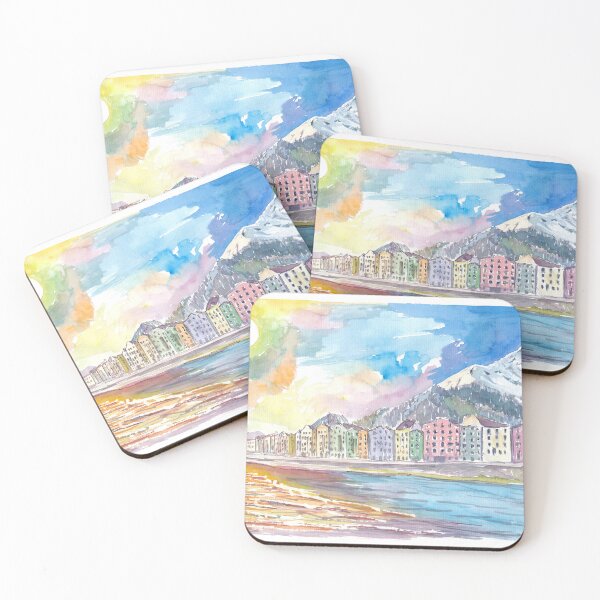 Item preview, Innsbruck Tyrol Austria Houses with River Inn and Nordkette designed and sold by artshop77.