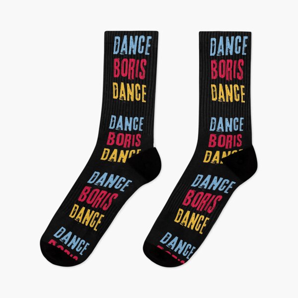 Item preview, Quote mocking Boris Johnson: «Dance, Boris, Dance». Colorful blue, red, yellow print. designed and sold by fowons.