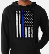 Police Styled Distressed Vertical American Flag Lightweight Hoodie