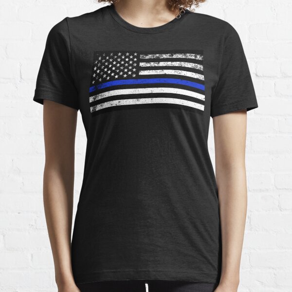 Police Styled Distressed Horizontal American Flag Essential T-Shirt
