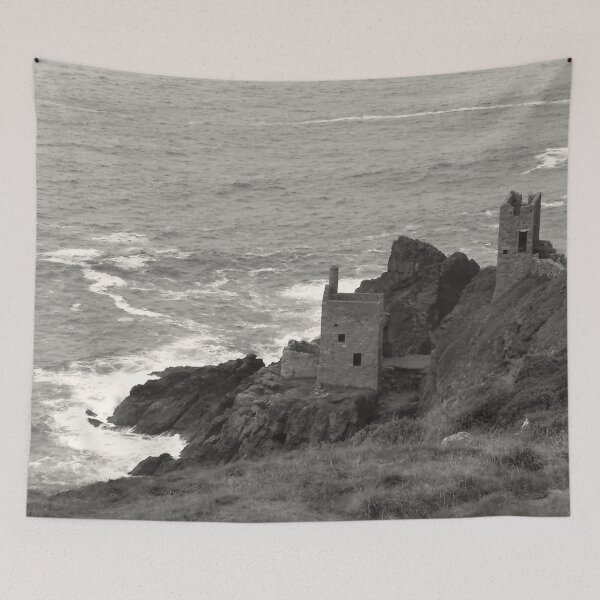 Item preview, Old Tin Mine And Crashing Waves Vintage Style Photograph designed and sold by TrulyEpoque.