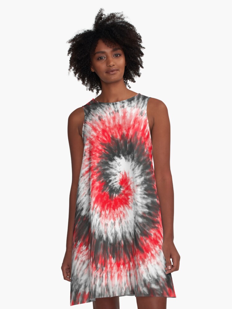 black and red tie dye dress