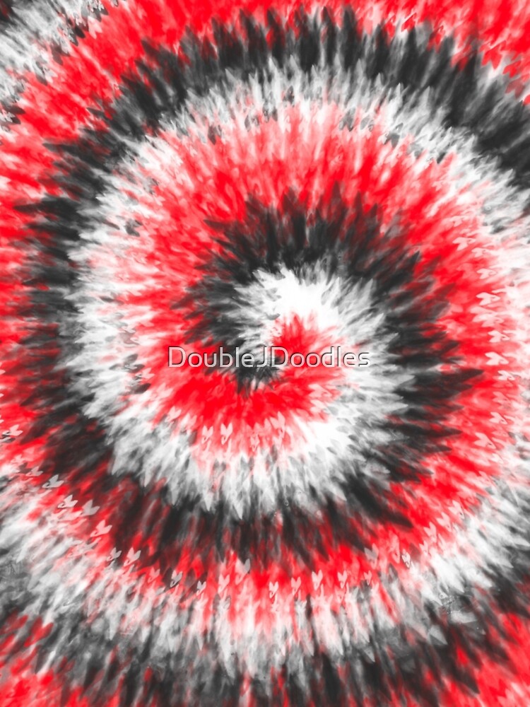 Red and Black Tight Spiral Tie Dye A-Line Dress