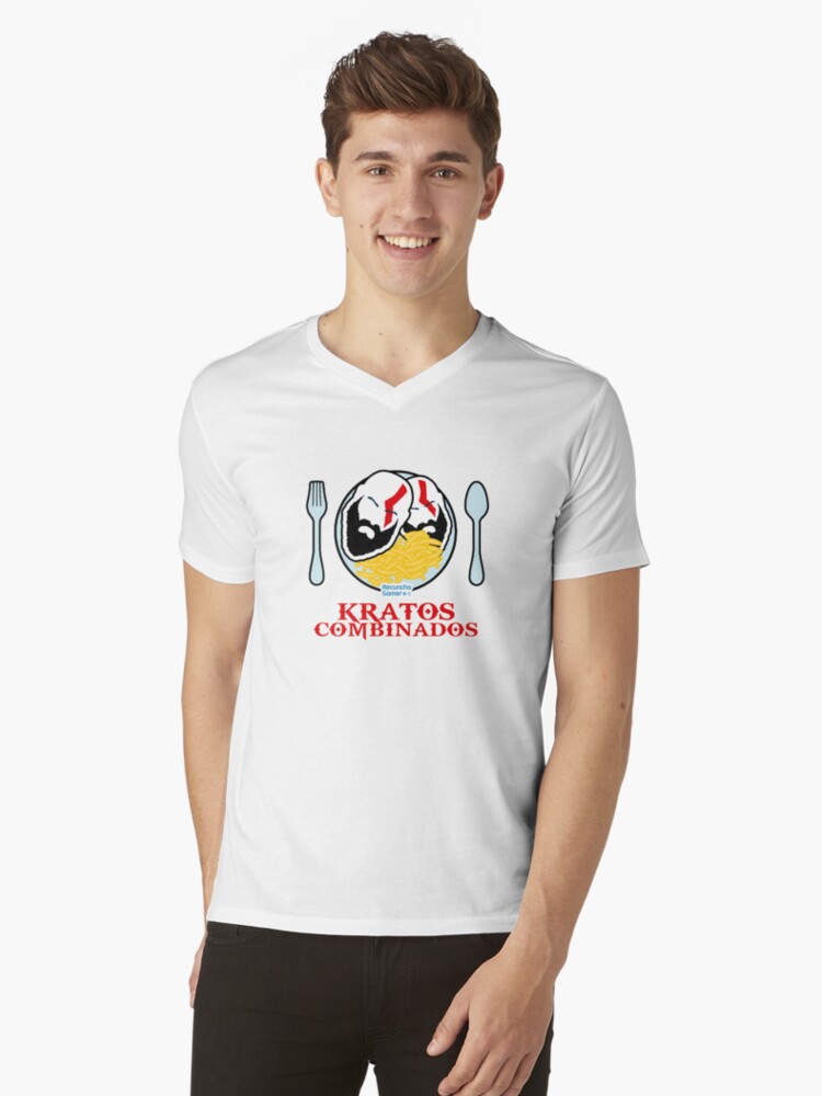 Imagen 1 de 3, Camiseta de cuello en V con la obra Kratos Combinados, diseñada y vendida por RecunchoGamer.