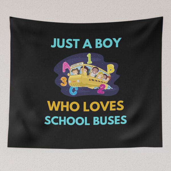 Item preview, JUST A BOY WHO LOVES SCHOOL BUSES designed and sold by BhavyaBathla.