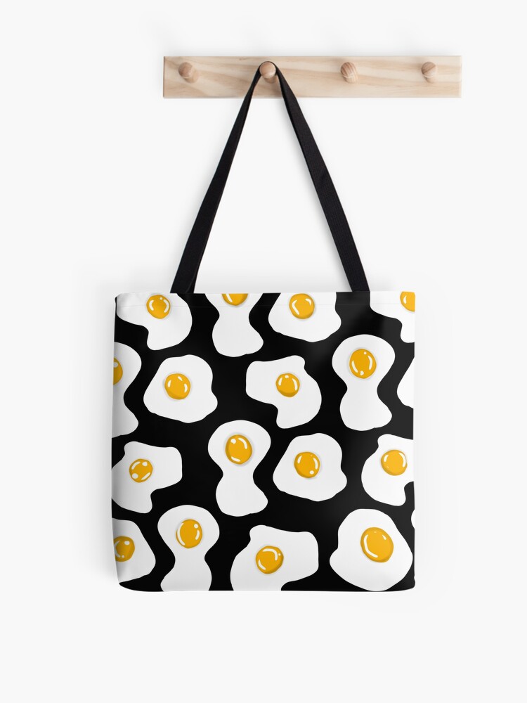 Mini Fried Eggs Print Bucket Bag, Cute Canvas Shoulder Bag