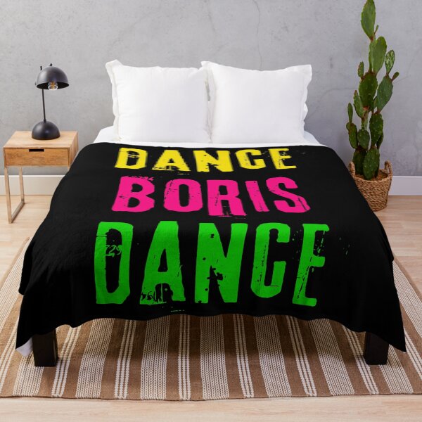 Item preview, Quote mocking Boris Johnson: «Dance, Boris, Dance». Bright yellow pink green print. designed and sold by fowons.
