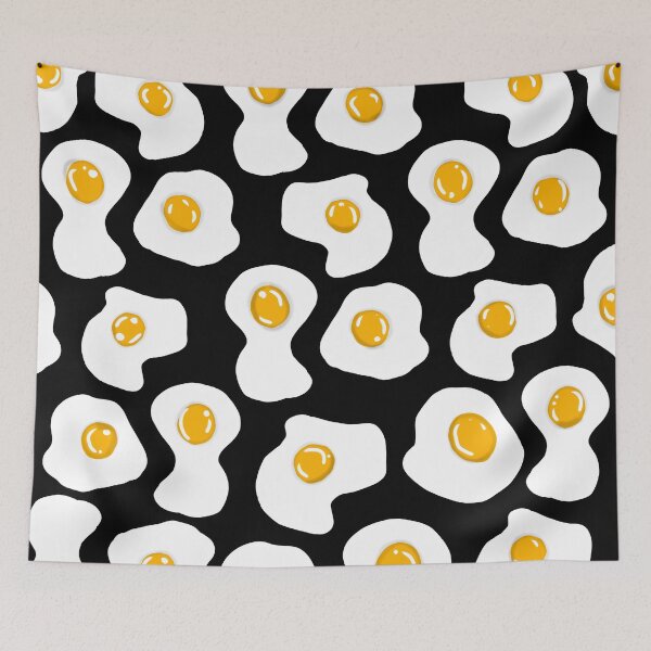 Item preview, Fried egg Print black designed and sold by DemonicGloom.