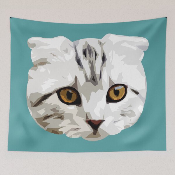 Item preview, Scottish Fold Cat - Cute Cat Pop Art - Cat with folded ears - WPAP designed and sold by inkandmoth.