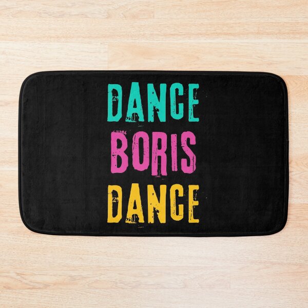 Item preview, Quote mocking Boris Johnson: «Dance, Boris, Dance». Bright azure blue, pink, yellow print. designed and sold by fowons.