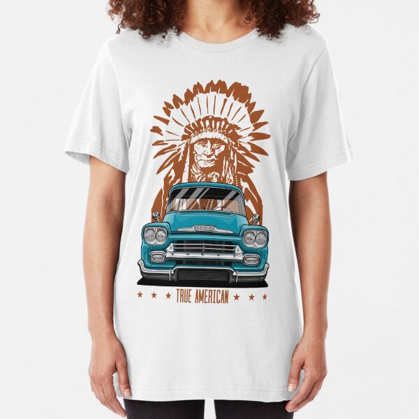 True American. Chevy Apache Pickup Truck (aquamarine) Slim Fit T-Shirt