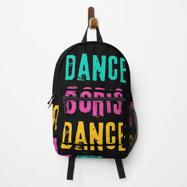 Item preview, Quote mocking Boris Johnson: «Dance, Boris, Dance». Bright azure blue, pink, yellow print. designed and sold by fowons.