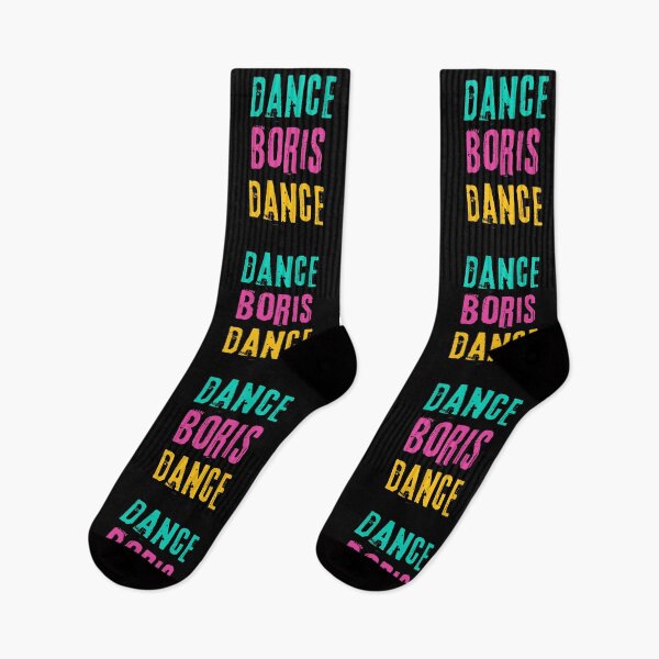 Item preview, Quote mocking Boris Johnson: «Dance, Boris, Dance». Bright azure blue, pink, yellow print. designed and sold by fowons.