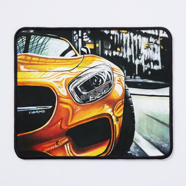 Item preview, Mercedes AMG, car drawing, yellow black, New York, original design, Art Pamela designed and sold by ArtPamDesign.