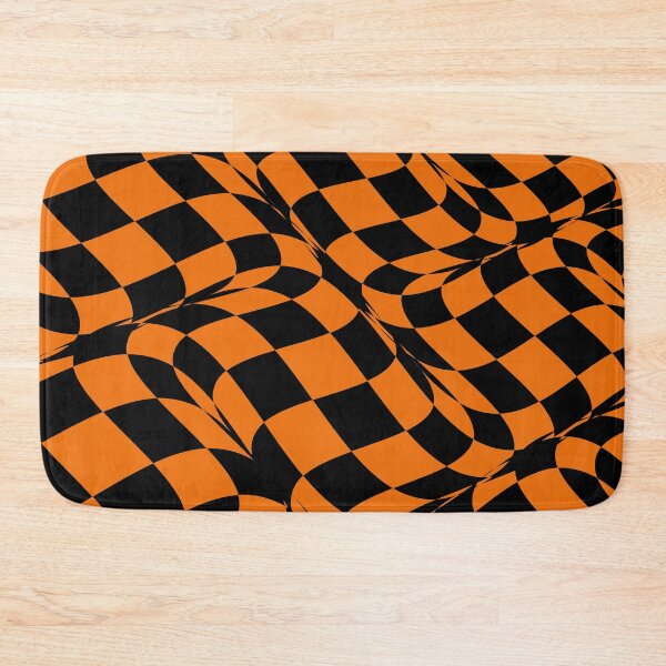 Artikelvorschau, Black and Orange Distorted Checkerboard Pattern - Coloro 2022 Popular Color Magma Orange 024-55-38 entworfen und verkauft von ColorOfTheYears.