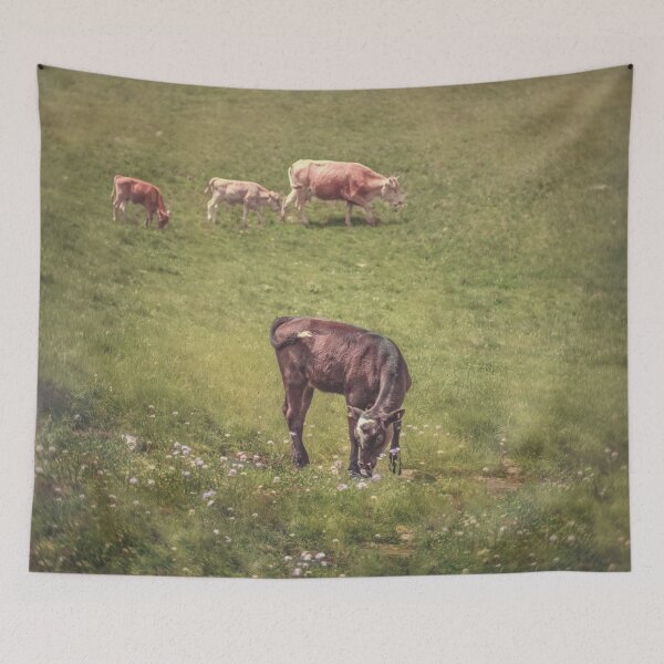 Item preview, Calf and cows in a mountain pasture designed and sold by Svetlana Korneliuk.