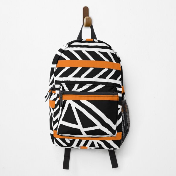 Item preview, Orange Black White Mudcloth Stripe Pattern Pairs Coloro 2022 Popular Color Magma Orange 024-55-38 designed and sold by ColorOfTheYears.