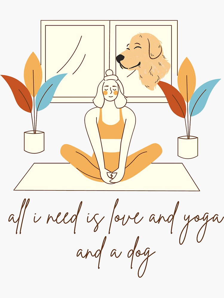 all i need is love and yoga and a dog, Fanny ventag | Sticker