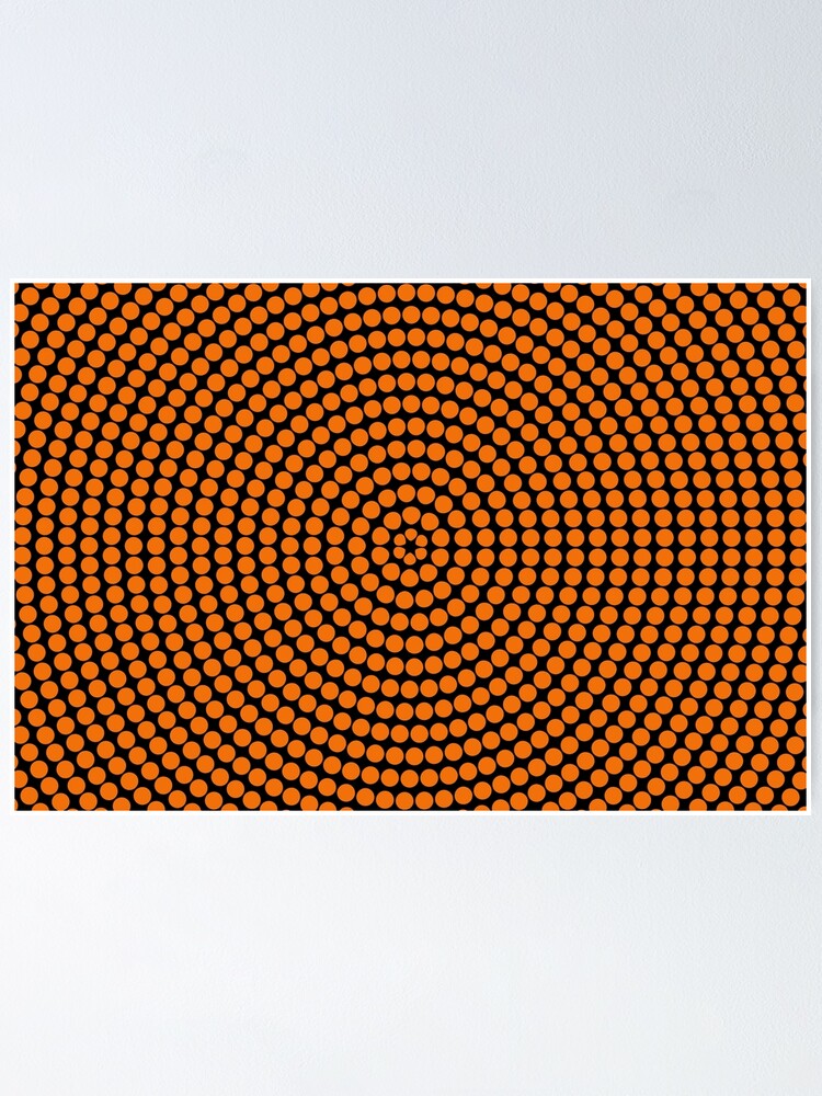 Thumbnail 1 von 3, Poster, Black Orange Retro Circle Polka Dot Pattern Pairs Coloro 2022 Popular Color Magma Orange 024-55-38 designt und verkauft von ColorOfTheYears.