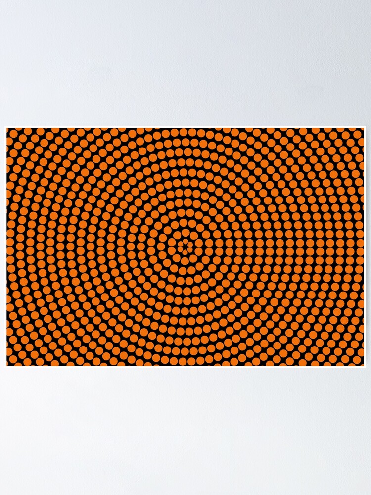 Thumbnail 1 von 3, Poster, Black Orange Retro Circle Polka Dot Pattern Pairs Coloro 2022 Popular Color Magma Orange 024-55-38 designt und verkauft von ColorOfTheYears.