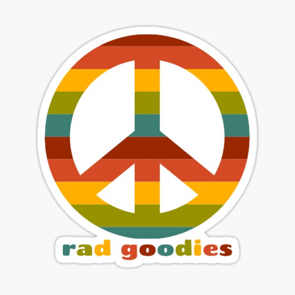 Trending elements in style of 70s. Pacifist symbol, cherry berries