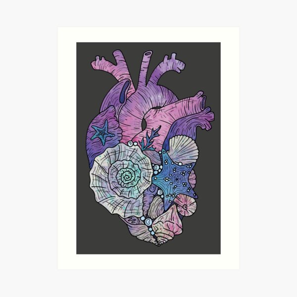 ' Mermaids Heart ' Ocean Inspired Illustration Art Print