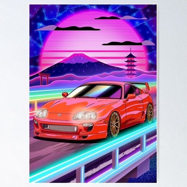 Toyota Supra MK4 Vaporwave Poster for Sale by Navin Guyvit