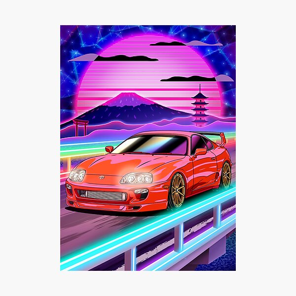 Toyota Supra MK4 Vaporwave Photographic Print for Sale by Navin Guyvit