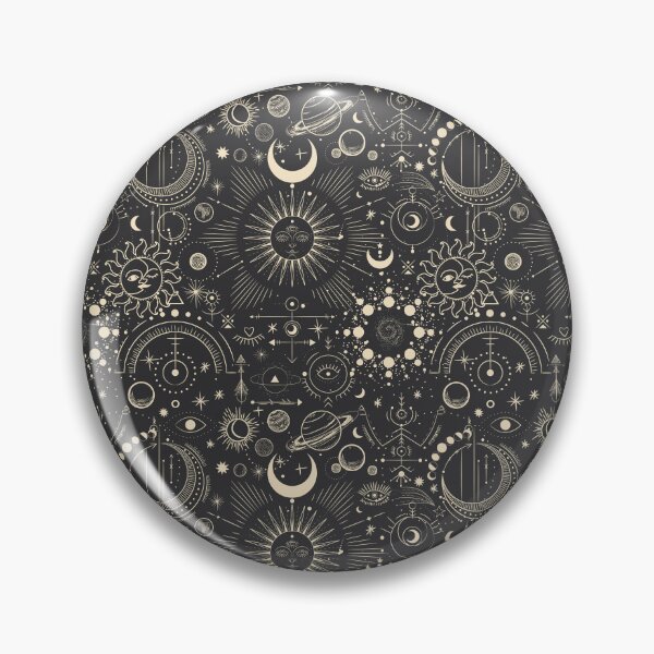 Item preview, Patrón de astrología en negro y oro rosa, diseño de dibujos animados celestiales de una luna, cielo y estrellas clowdy. designed and sold by DisperateArt.