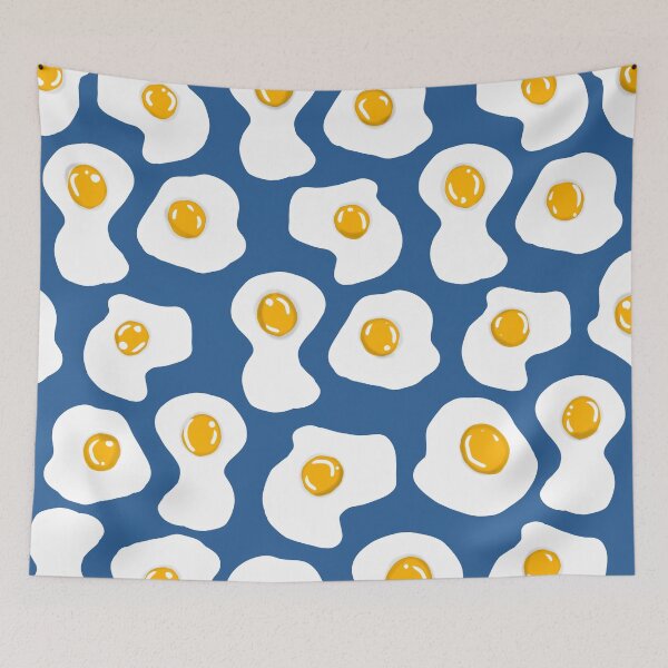Item preview, Fried egg Print blue designed and sold by DemonicGloom.