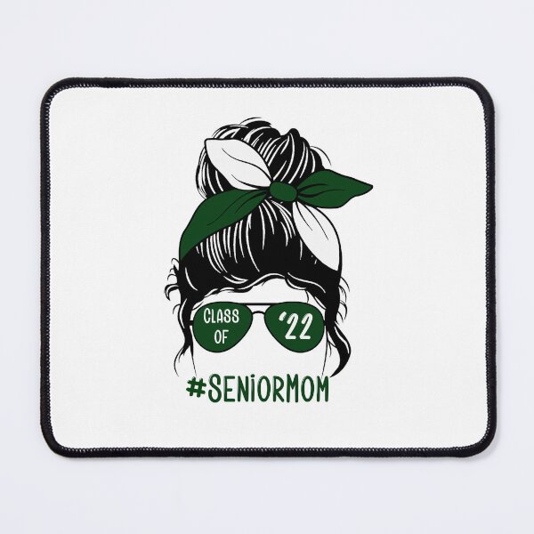 Item preview, Senior Mom Class of 22 Green/White Messy Bun designed and sold by ItsaMomThingLLC.