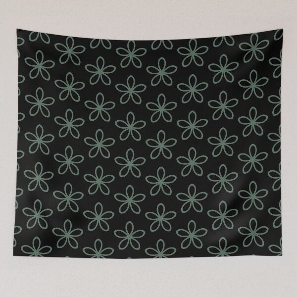 Item preview, Black and Green Minimal Flower Pattern Pairs Coloro 2022 Popular Color Wavelite 069-43-12 designed and sold by ColorOfTheYears.
