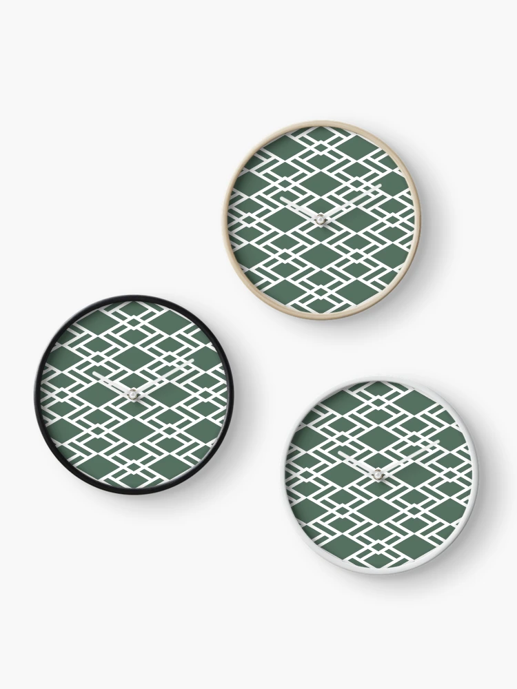 Imagen 3 de 4, Reloj con la obra Green and White Diamond Shape Tile Pattern Pairs Coloro 2022 Popular Color Wavelite 069-43-12, diseñada y vendida por ColorOfTheYears.