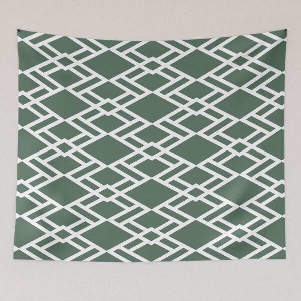 Aperçu de l'œuvre Green and White Diamond Shape Tile Pattern Pairs Coloro 2022 Popular Color Wavelite 069-43-12 créée et vendue par ColorOfTheYears.
