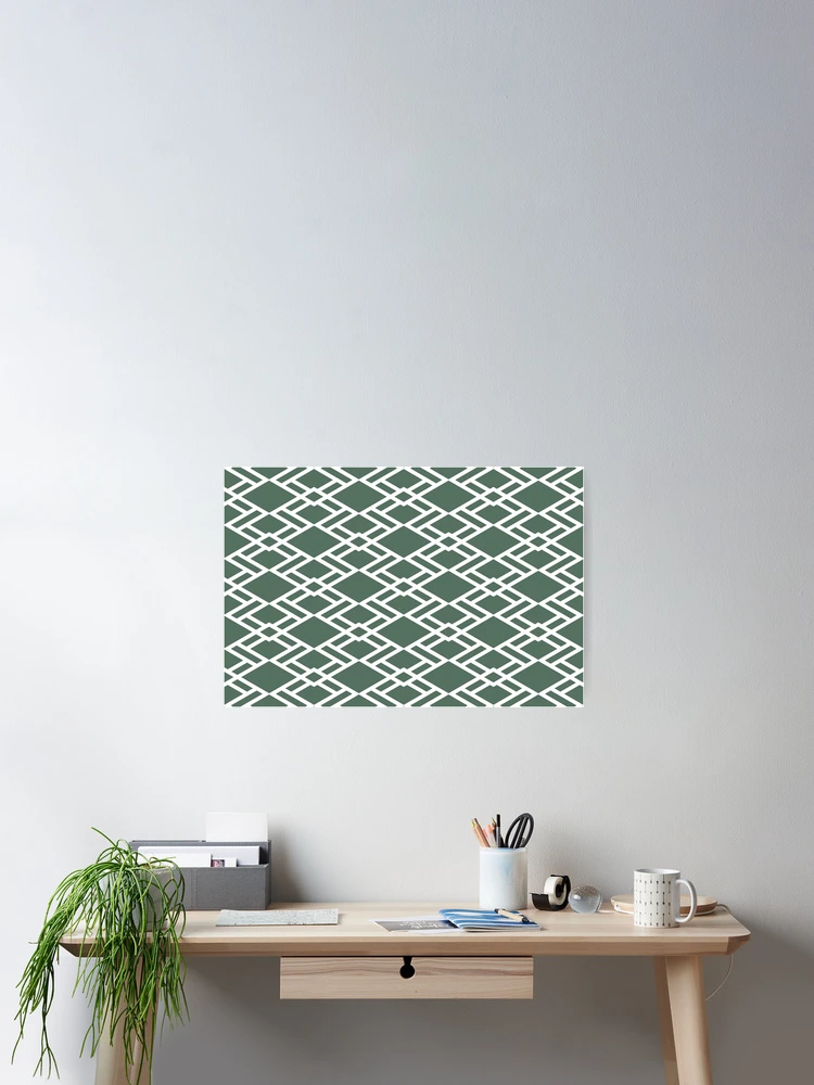 Thumbnail 2 von 3, Poster, Green and White Diamond Shape Tile Pattern Pairs Coloro 2022 Popular Color Wavelite 069-43-12 designt und verkauft von ColorOfTheYears.