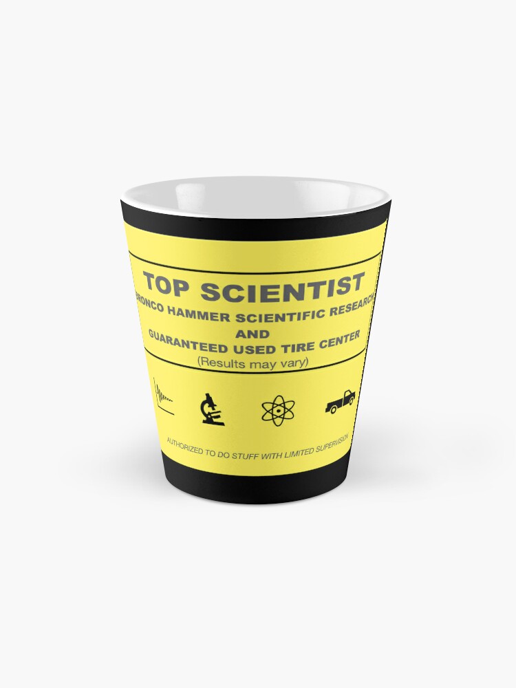 Alternate view of TOP SCIENTIST - Bronco Hammer Scientific Research and Guaranteed Used Tire Center Mug