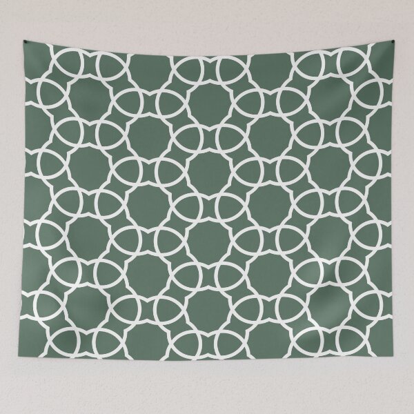 Aperçu de l'œuvre Green and White Petal Shape Tile Pattern Pairs Coloro 2022 Popular Color Wavelite 069-43-12 créée et vendue par ColorOfTheYears.